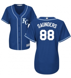 Women's Majestic Kansas City Royals #88 Michael Saunders Authentic Blue Alternate 2 Cool Base MLB Jersey