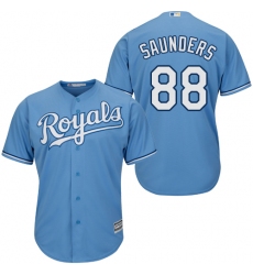 Youth Majestic Kansas City Royals #88 Michael Saunders Authentic Light Blue Alternate 1 Cool Base MLB Jersey