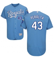 Men's Majestic Kansas City Royals #43 Wily Peralta Light Blue Alternate Flex Base Authentic Collection MLB Jersey