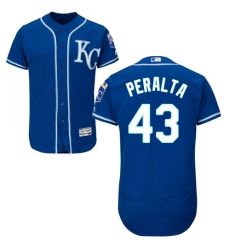 Men's Majestic Kansas City Royals #43 Wily Peralta Royal Blue Alternate Flex Base Authentic Collection MLB Jersey