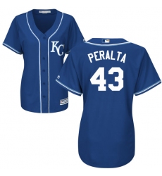 Women's Majestic Kansas City Royals #43 Wily Peralta Replica Blue Alternate 2 Cool Base MLB Jersey