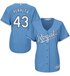 Women's Majestic Kansas City Royals #43 Wily Peralta Replica Light Blue Alternate 1 Cool Base MLB Jersey