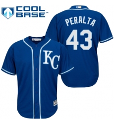 Youth Majestic Kansas City Royals #43 Wily Peralta Authentic Blue Alternate 2 Cool Base MLB Jersey