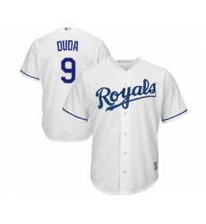 Men's Kansas City Royals #9 Lucas Duda Replica White Home Cool Base Baseball Jersey