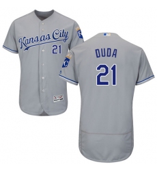 Men's Majestic Kansas City Royals #21 Lucas Duda Grey Road Flex Base Authentic Collection MLB Jersey
