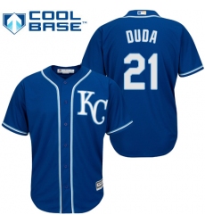Men's Majestic Kansas City Royals #21 Lucas Duda Replica Blue Alternate 2 Cool Base MLB Jersey