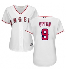 Women's Majestic Los Angeles Angels of Anaheim #9 Justin Upton Authentic White Home Cool Base MLB Jersey
