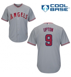 Youth Majestic Los Angeles Angels of Anaheim #9 Justin Upton Authentic Grey Road Cool Base MLB Jersey
