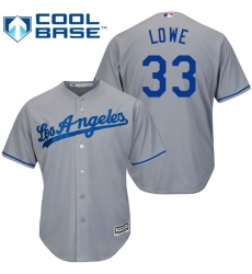 Youth Majestic Los Angeles Dodgers #33 Mark Lowe Replica Grey Road Cool Base MLB Jersey