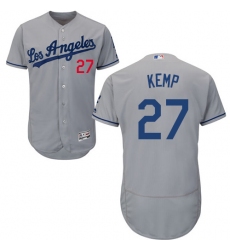 Men's Majestic Los Angeles Dodgers #27 Matt Kemp Grey Road Flex Base Authentic Collection MLB Jersey