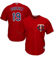 Youth Majestic Minnesota Twins #19 Anibal Sanchez Authentic Scarlet Alternate Cool Base MLB Jersey