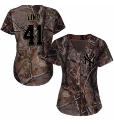 Women's Majestic New York Yankees #41 Adam Lind Authentic Camo Realtree Collection Flex Base MLB Jersey