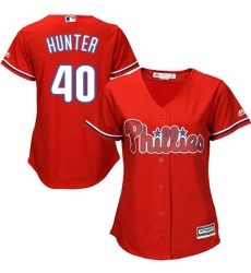 Women's Majestic Philadelphia Phillies #40 Tommy Hunter Authentic Red Alternate Cool Base MLB Jersey