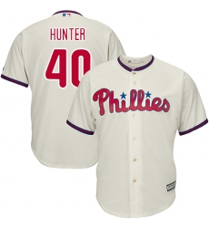 Youth Majestic Philadelphia Phillies #40 Tommy Hunter Replica Cream Alternate Cool Base MLB Jersey
