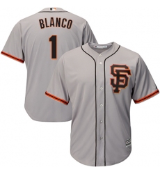 Men's Majestic San Francisco Giants #1 Gregor Blanco Replica Grey Road 2 Cool Base MLB Jersey