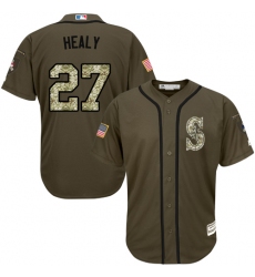Youth Majestic Seattle Mariners #27 Ryon Healy Replica Green Salute to Service MLB Jersey