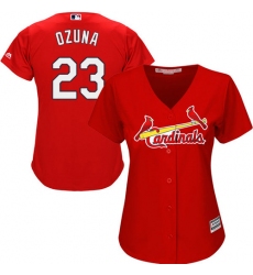 Women's Majestic St. Louis Cardinals #23 Marcell Ozuna Replica Red Alternate Cool Base MLB Jersey