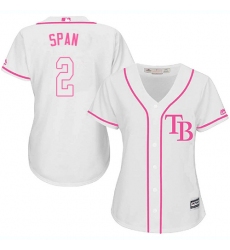 Women's Majestic Tampa Bay Rays #2 Denard Span Authentic White Fashion Cool Base MLB Jersey