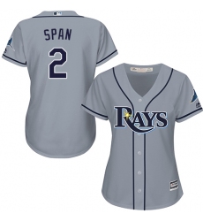 Women's Majestic Tampa Bay Rays #2 Denard Span Replica Grey Road Cool Base MLB Jersey