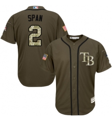 Youth Majestic Tampa Bay Rays #2 Denard Span Authentic Green Salute to Service MLB Jersey