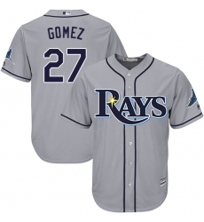 Youth Majestic Tampa Bay Rays #27 Carlos Gomez Replica Grey Road Cool Base MLB Jersey