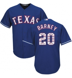 Men's Majestic Texas Rangers #20 Darwin Barney Authentic Royal Blue Team Logo Fashion Cool Base MLB Jersey