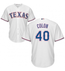Youth Majestic Texas Rangers #40 Bartolo Colon Replica White Home Cool Base MLB Jersey