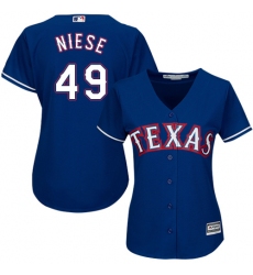 Women's Majestic Texas Rangers #49 Jon Niese Authentic Royal Blue Alternate 2 Cool Base MLB Jersey