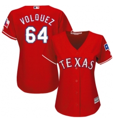 Women's Majestic Texas Rangers #64 Edinson Volquez Replica Red Alternate Cool Base MLB Jersey