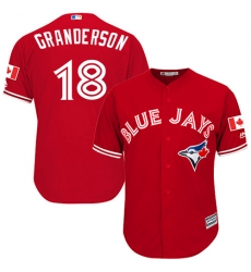 Men's Majestic Toronto Blue Jays #18 Curtis Granderson Replica Scarlet Alternate Cool Base MLB Jersey