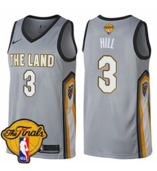 Men's Nike Cleveland Cavaliers #3 George Hill Swingman Gray 2018 NBA Finals Bound NBA Jersey - City Edition