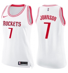 Women's Nike Houston Rockets #7 Joe Johnson Swingman White/Pink Fashion NBA Jersey