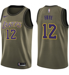 Men's Nike Los Angeles Lakers #12 Channing Frye Swingman Green Salute to Service NBA Jersey