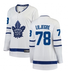 Women's Toronto Maple Leafs #78 Timothy Liljegren Authentic White Away Fanatics Branded Breakaway NHL Jersey