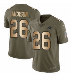 Men's Nike Carolina Panthers #26 Donte Jackson Limited Olive/Gold 2017 Salute to Service NFL Jersey