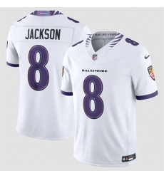 Men's Baltimore Ravens #8 Lamar Jackson White 2026 F.U.S.E. Vapor Stitched Limited Football Jersey