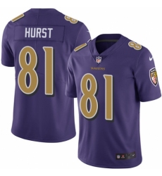 Men's Nike Baltimore Ravens #81 Hayden Hurst Limited Purple Rush Vapor Untouchable NFL Jersey