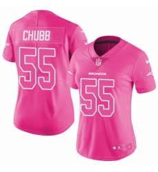 Women's Nike Denver Broncos #55 Bradley Chubb Limited Pink Rush Fashion NFL Jersey