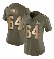 Women's Nike Cincinnati Bengals #64 Billy Price Limited Olive Gold 2017 Salute to Service NFL Jersey