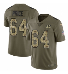 Youth Nike Cincinnati Bengals #64 Billy Price Limited Olive Camo 2017 Salute to Service NFL Jersey