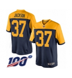 Men's Green Bay Packers #37 Josh Jackson Limited Navy Blue Alternate 100th Season Football Jersey