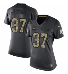 Women's Nike Green Bay Packers #37 Josh Jackson Limited Black 2016 Salute to Service NFL Jersey