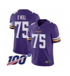 Men's Minnesota Vikings #75 Brian O'Neill Purple Team Color Vapor Untouchable Limited Player 100th Season Football Jersey