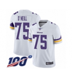 Men's Minnesota Vikings #75 Brian O'Neill White Vapor Untouchable Limited Player 100th Season Football Jersey
