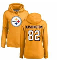 Women's Nike Pittsburgh Steelers #82 James Washington Gold Name & Number Logo Pullover Hoodie