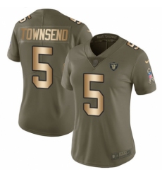 Women's Nike Oakland Raiders #5 Johnny Townsend Limited Olive/Gold 2017 Salute to Service NFL Jersey