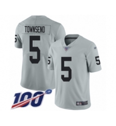 Youth Oakland Raiders #5 Johnny Townsend Limited Silver Inverted Legend 100th Season Football Jersey