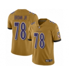 Women's Baltimore Ravens #78 Orlando Brown Jr. Limited Gold Inverted Legend Football Jersey