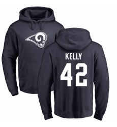 NFL Nike Los Angeles Rams #42 John Kelly Navy Blue Name & Number Logo Pullover Hoodie