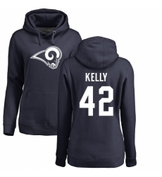 NFL Women's Nike Los Angeles Rams #42 John Kelly Navy Blue Name & Number Logo Pullover Hoodie